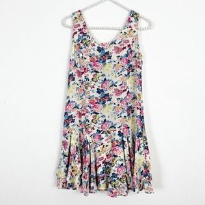 Free People Floral Mini Dress White Sleeveless Size 8